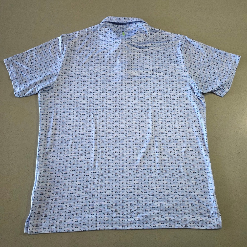 TailorByrd Men XL Golf Polo Shirt Blue Golf Cart Print Performance Moisture Wick - Picture 9 of 11